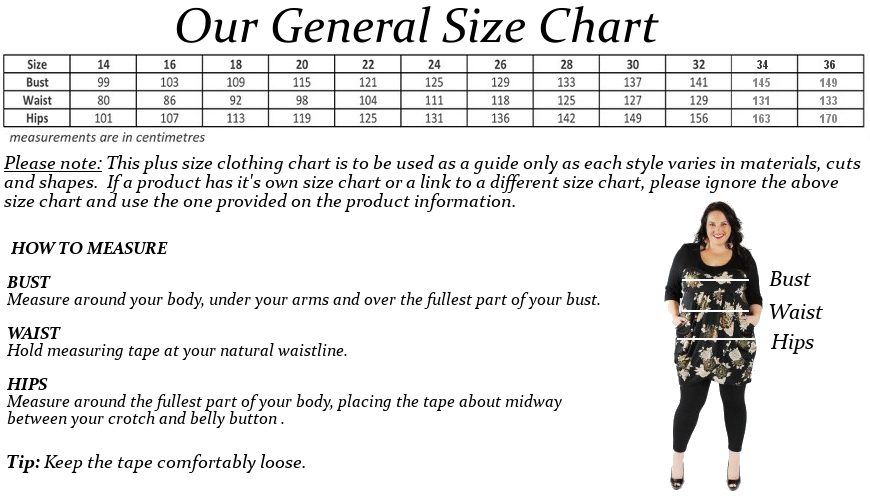 Plus Size Pants Size Chart